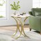 Tribesigns   Small Round Side C Type Table Vintage Round End Tables Living Room Accent Marble Top Side Table